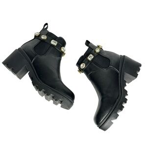 Nicole Miller Black Rhinestone Chelsea Boots